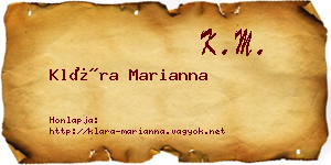Klára Marianna névjegykártya